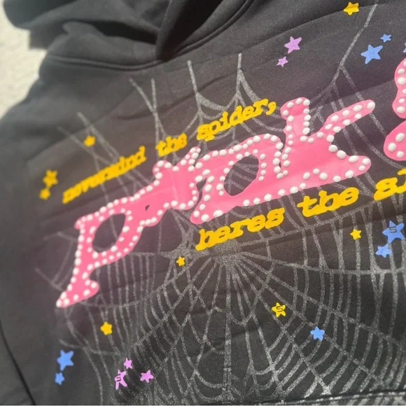 Spyder Black Hoodie with Pink and Yellow Accents - Picture 2 of 5